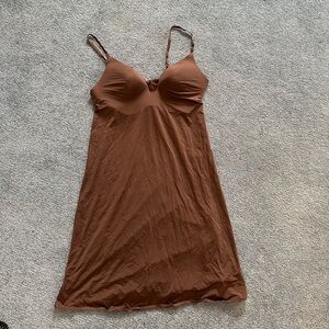Uniqlo Brown Slip Dress with Built-In Bra Support